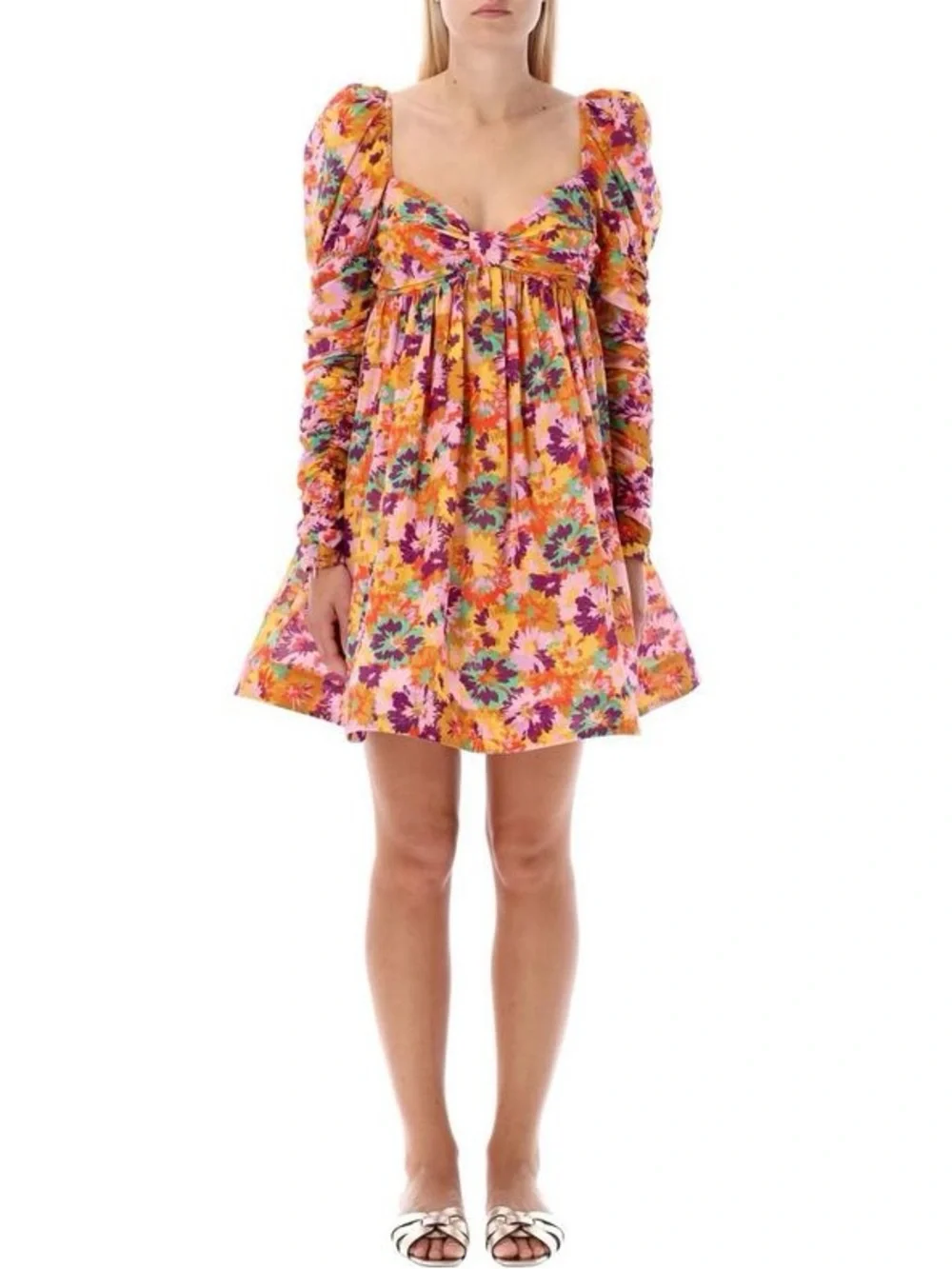 ZIMMERMANN Ruched floral print cotton voile mini